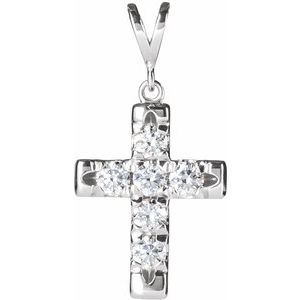 Platinum 3/4 CTW Natural Diamond French-Set Cross Pendant