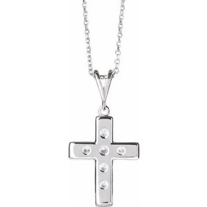 Platinum 1/2 CTW Natural Diamond French-Set Cross 16-18" Necklace