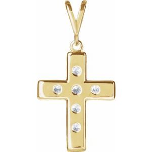 14K Yellow Gold 1/2 CTW Natural Diamond French-Set Cross Pendant