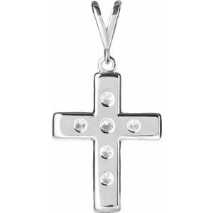 14K White Gold 1/4 CTW Natural Diamond French-Set Cross Pendant