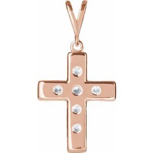 14K Rose Gold 3/4 CTW Natural Diamond French-Set Cross Pendant