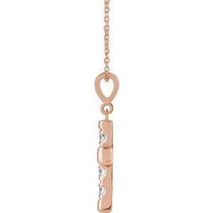 14K Rose Gold 1/2 CTW Natural Diamond French-Set Cross 16-18" Necklace