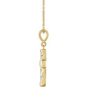 14K Yellow Gold 1/2 CTW Natural Diamond French-Set Cross 16-18" Necklace