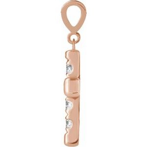 14K Rose Gold 3/4 CTW Natural Diamond French-Set Cross Pendant