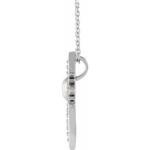 Platinum Natural White Opal & .06 CTW Natural Diamond Nativity Cross 16-18" Necklace