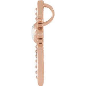 14K Rose Gold Natural White Opal & .06 CTW Natural Diamond Nativity Cross Pendant