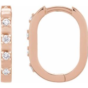 14K Rose Gold 1/10 CTW Natural Diamond 14 mm Hoop Earrings