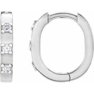 14K White Gold .08 CTW Natural Diamond 11.5 mm Hoop Earrings