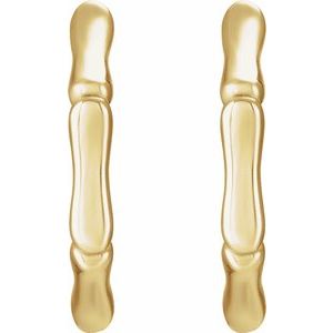 14K Yellow Gold Hinged Bamboo 21 mm Hoop Earrings