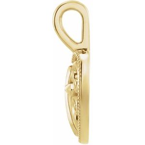 14K Yellow Gold 18.7x12.6 mm Cross and Heart Pendant