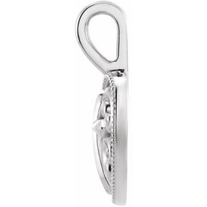 Platinum 18.7x12.6 mm Cross and Heart Pendant