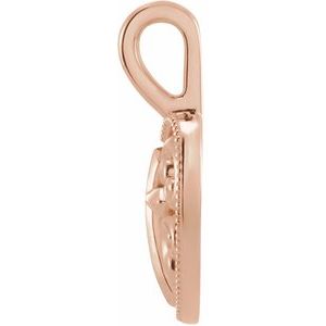 14K Rose Gold 18.7x12.6 mm Cross and Heart Pendant