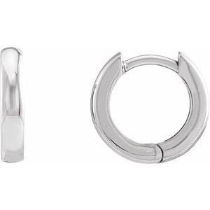 14K White Gold 12 mm Hinged Hoop Earrings