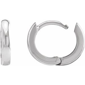 14K White Gold 12 mm Hinged Hoop Earrings