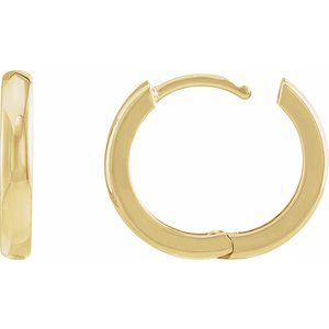 14K Yellow Gold 15 mm Hinged Hoop Earrings