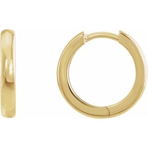 14K Yellow Gold 15 mm Hinged Hoop Earrings