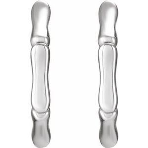 Platinum Hinged Bamboo 21 mm Hoop Earrings