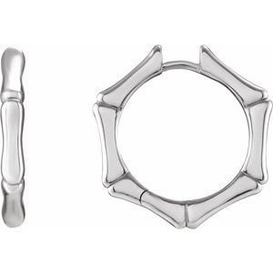 Platinum Hinged Bamboo 21 mm Hoop Earrings