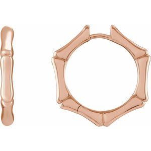 14K Rose Gold Hinged Bamboo 21 mm Hoop Earrings