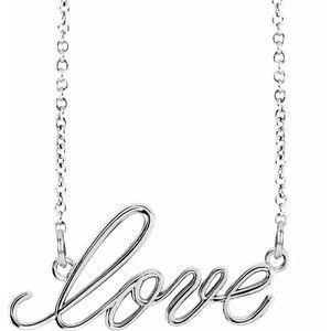 14K White Gold Love 16 1/2" Necklace