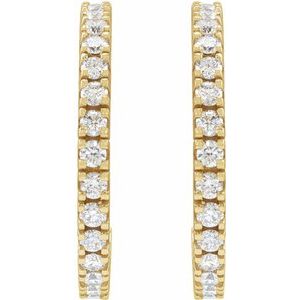 14K Yellow Gold 1 5/8 CTW Lab-Grown Diamond 24.7 mm Hoop Earrings