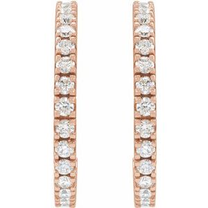 14K Rose Gold 1 5/8 CTW Lab-Grown Diamond 24.7 mm Hoop Earrings