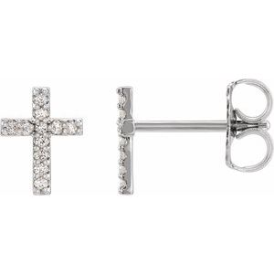 14K White Gold .05 CTW Natural Diamond Cross Earrings