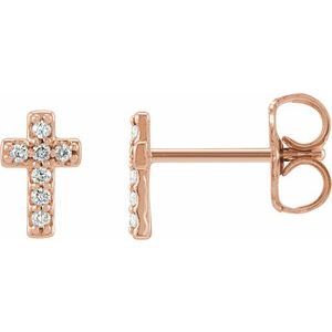 14K Rose Gold .06 CTW Natural Diamond Cross Earrings
