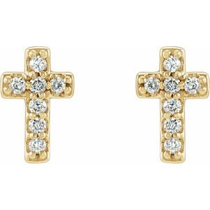 14K Yellow Gold .06 CTW Natural Diamond Cross Earrings