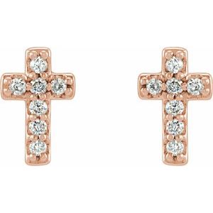 14K Rose Gold .06 CTW Natural Diamond Cross Earrings