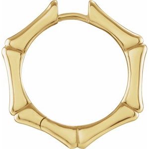 14K Yellow Gold Hinged Bamboo 21 mm Hoop Earring