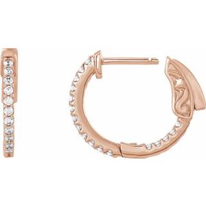 14K Rose Gold 1/3 CTW Lab-Grown Diamond Inside-Outside 15.5 mm Hinged Hoop Earrings