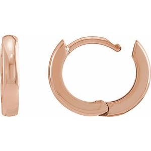 14K Rose Gold 12 mm Hinged Hoop Earrings