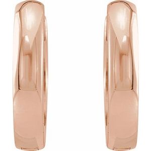 14K Rose Gold 12 mm Hinged Hoop Earrings