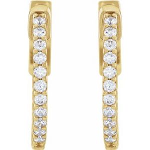 14K Yellow Gold 1/3 CTW Lab-Grown Diamond Inside-Outside 15.5 mm Hinged Hoop Earrings