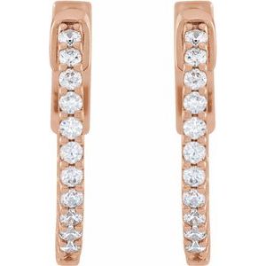 14K Rose Gold 1/3 CTW Natural Diamond Inside-Outside 15.5 mm Hinged Hoop Earrings