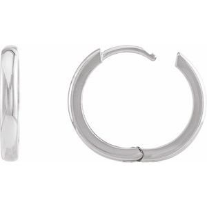 14K White Gold 17 mm Hinged Hoop Earrings
