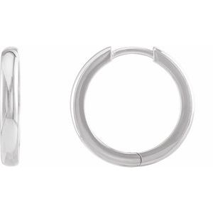 Platinum 15 mm Hinged Hoop Earrings