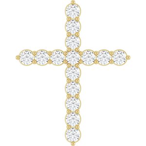 14K Yellow Gold 3/4 CTW Natural Diamond Cross Pendant