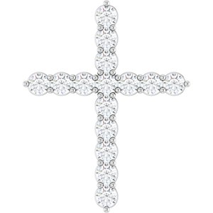 14K White Gold 3/4 CTW Natural Diamond Cross Pendant