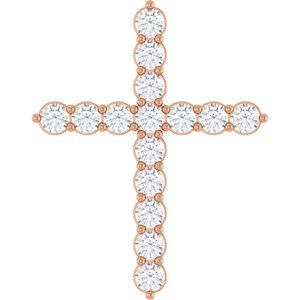 14K Rose Gold 3/4 CTW Lab-Grown Diamond Cross Pendant