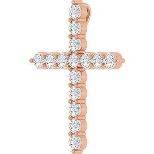 14K Rose Gold 3/4 CTW Lab-Grown Diamond Cross Pendant