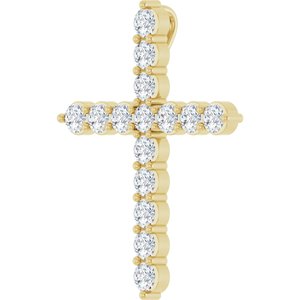 14K Yellow Gold 3/4 CTW Lab-Grown Diamond Cross Pendant