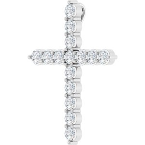 14K White Gold 3/4 CTW Natural Diamond Cross Pendant