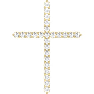 14K Yellow Gold 1 CTW Natural Diamond Cross Pendant