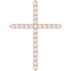 14K Rose Gold 1 CTW Natural Diamond Cross Pendant