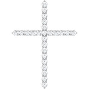 14K White Gold 1 CTW Natural Diamond Cross Pendant