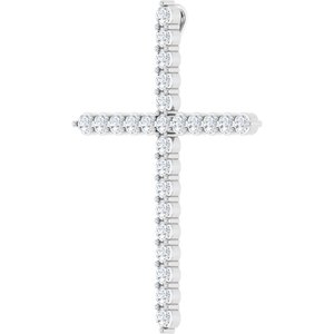 Platinum 1 CTW Natural Diamond Cross Pendant