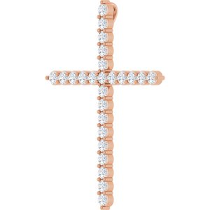 14K Rose Gold 1 CTW Lab-Grown Diamond Cross Pendant