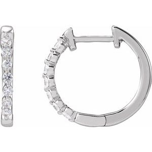 14K White Gold 1/5 CTW Lab-Grown Diamond Hoop Earrings